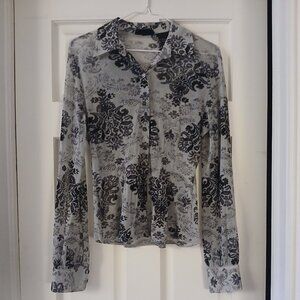 Sheer Paisley Button-up Blouse